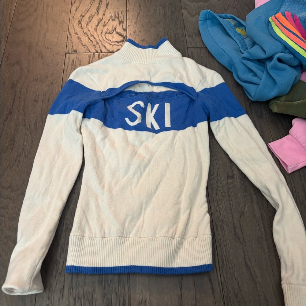 Blue and White Ski Sweater